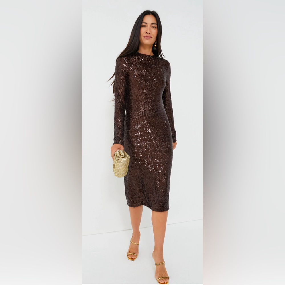 Saint Art size large NWOT chocolate brown sequin Harlow dress